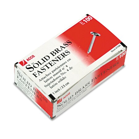 Acco Brass Prong Fasteners, 1", PK100 A7071504A